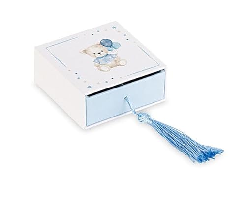 Cupido&Co. Blaue Teddybox mit Einsatz und Quaste, 70 x 70 x 30 mm von Cupido&Co.