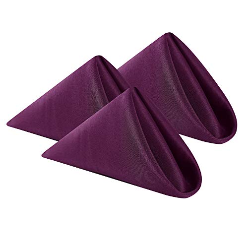 Cupuamon Stoffservietten, 43,2 x 43,2 cm, waschbar, Polyester, weiche Tischservietten für Hochzeit, Party, Bankett, Aubergine, 12 Stück von Cupuamon