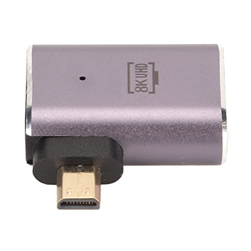Cuque Linker Winkel HD-Buchse auf Micro-HD-Adapter, Micro-HD-zu-HD-Konverter, Langlebig, mit LED-Licht für Laptops für Monitore von Cuque