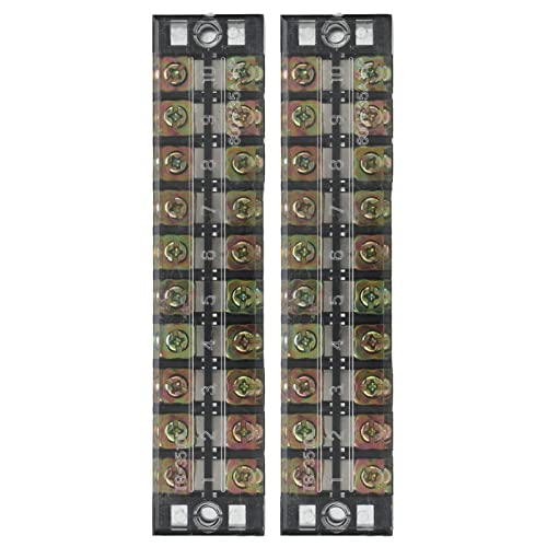 Klemmleiste, Barrier Wire Block Klemmleiste 2 Stück Reines Kupfer Verdickte Kontaktteile Großer Strom 600V 35A mit Transparenter Abdeckung für die Stromverteilung (10 Stellen (3510)) von Cuque