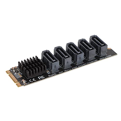 PCI‑E zu SATA Riser Card, JMB585 Chip Hochgeschwindigkeitsübertragung M.2 zu SATA3.0 Riser Card Support PM Function Stabiler von Cuque