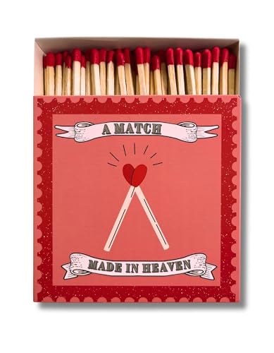 Curator Home Luxury Gift Long Safety Matches I Stilvolle quadratische Streichholzschachtel (Match Made in Heaven) von Curator