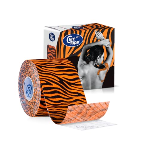 CureTape® Kinesiotapes | Wasserfestes & Elastisches Kinesiologie Tape | Hautfreundliche Kinesiotape | Latexfrei & Hypoallergen | Sporttape für Verletzungen & Beschwerden | 5cm x 5m | (Tiger) von CureTape