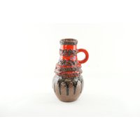 Fat Lava Vase - West German Pottery Scheurich Keramik 428-26 Orange Rote Made in Germany von CurialVintage