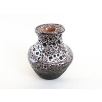 Schweizer Studiokeramik - Keramik Fat Lava Vase Einzigartige Handgefertigte Mit Sprudelnder Schwarzer Und Weißer von CurialVintage