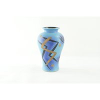 West German Pottery - Bay Keramik Blaue Vase Art 80Er Jahre Design Objekt von CurialVintage