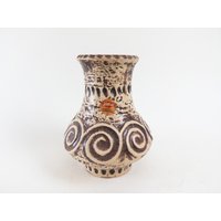 West German Pottery - Jasba N322 1116 Keramik Vase Spiral Design, Matte Oberfläche, Beige Und Braun von CurialVintage