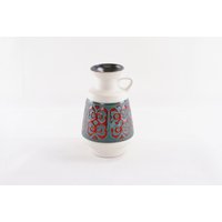 West German Pottery Vase Dümler & Breiden Rot Grün Keramik von CurialVintage