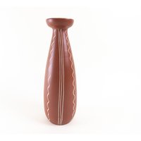 West German Pottery - Mid Century Klinker Terrakottafarbene Vase Sawa, Akru Keramik Oder Eiwa Keramikvase von CurialVintage