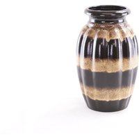 West German Pottery - Scheurich Keramik Große Braune Vase Mit Erdtönen Streifen Schwere Bodenvase Mid-Century Modern von CurialVintage