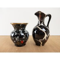 West German Vase Paar, Kleine West German Set, 1950Er Jahre Carstens Und Eckhardt & Engler Keramik von CurialVintage