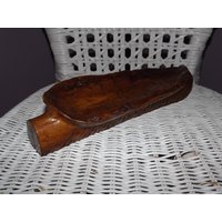 Vintage Französisch Holz Snack Tablett Oder Schlüssel Platte - Hand Geschnitzt Lackiert Boho Chic Apertizer Platter Art Populaire von CuriositesFrancaises