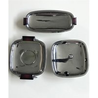 Mcm Trio Aus Chrom-Serviertabletts, Rubin-Bakelit-Griffen Und Zapfenbeinen, Glo Hill Gourmet, Kanada von CuriousEffie