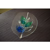 Glasplatte - Blumenmuster Second Hand Rustikale Home Decor Dekorative Küchenutensilien Farbiges Glas Servierplatte von CuriouslyRustic