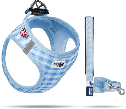 Vest Harness Air-Mesh Skyblue-Caro 2XS & Leash M von Curli