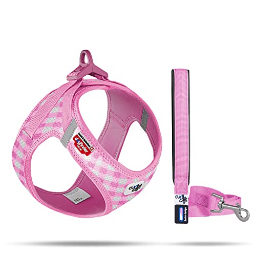 Vest Harness curli Clasp Air-Mesh Pink-Caro 2XS & Leash M von Curli