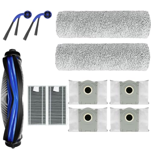 11-teiliges Zubehör-Set, kompatibel mit Ecovacs Deebot X9 Pro Omni/X9 Pro Roboter-Staubsauger, Ersatzteile enthalten 1 Hauptbürste, 2 Roll-Mopp-Pads, 2 Hepa-Filter, 2 Seitenbürsten und 4 Staubbeutel von Curlingooㅤㅤ