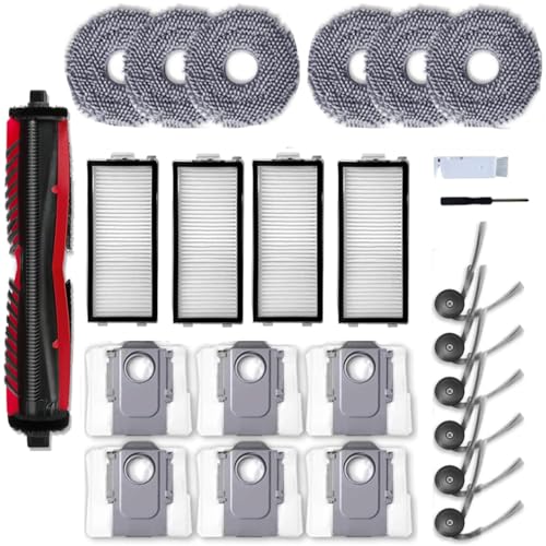 23-teiliges Zubehör-Set, kompatibel mit Roborock Saros Z70/Saros Z70 Ultra Roboter-Staubsauger, Ersatzteile enthalten 1 Hauptbürste, 6 Wischmopp-Kleidung, 4 Hepa-Filter, 6 Seitenbürsten, 6 Staubbeutel von Curlingooㅤㅤ