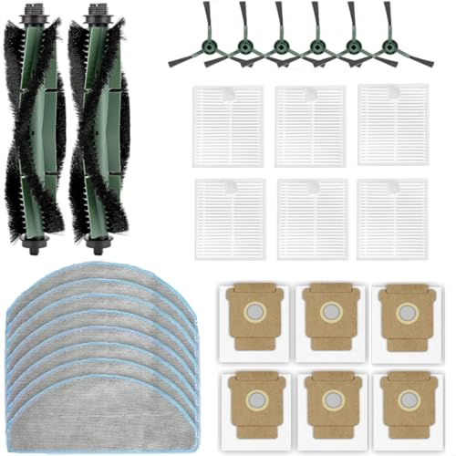 Zubehör-Set für iRobot Roomba 105 Combo, Roomba Vacuum 2 Essential Roboter, Essential Vac 2 Roboter Q0520 Teile, inklusive 2 Hauptbürsten, 8 Wischkleidung, 6 Hepa-Filter, 6 Seitenbürsten und 6 von Curlingooㅤㅤ