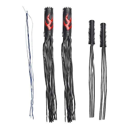 Currentiz Motorrad Manschetten Fransen 2 Lenker Quasten 2 Bremsen Quasten Leder Motorrad Bremse Kupplung Auto Refit Retro Flame Lenker Griff Spike Streamer von Currentiz