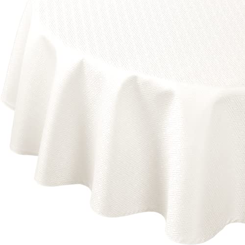 Curt Bauer Tischtuch Damast Dessin 3947 RIGA Farbe offwhite-3838 Größe oval 160x220 cm Rauten-Netz-Musterung Matt-/Glanzeffekten luxuriös Eyecatcher Ziersaum von Curt Bauer