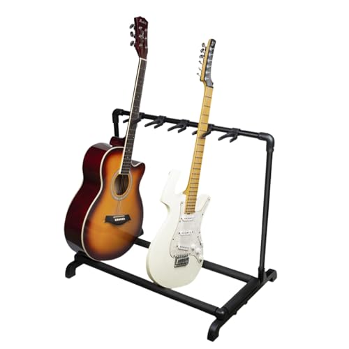 Multi Guitar Rack Stand 5 Holder Foldable Universal Display Rack Portable Guitar Holder Guitar Storage Organization Stand Rack Display Decor for Band Stage Bass Acoustic Guitar von Curtainboro