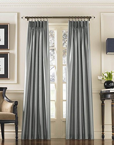 Curtainworks Festzelt-Vorhang aus Kunstseide, mit Quetschfalten, 76,2 x 241,3 cm, Zinn von Curtainworks