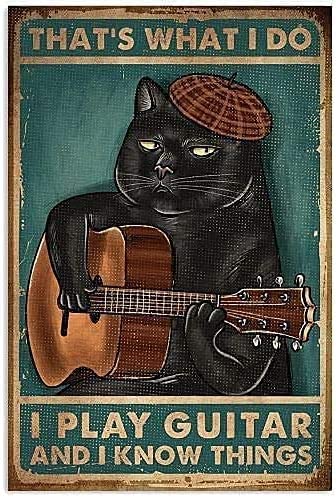 Metallblech-Logo, Motiv: Schwarze Katze spielt Gitarre, Musikinstrument, Raum, Aluminium-Blechschilder, Zuhause, Garage, Bar, Schild, Männerhöhle, Dekoration, Kaffee, Bauernhof, Landküche, Wand Metallblech-Logo, Motiv: Schwarze Katze spielt Gitarre, Musikinstrument, Raum, Aluminium-Blechschilder, Zuhause, Garage, Bar, Schild, Männerhöhle, Dekoration, Kaffee, Bauernhof, Landküche, Wand von Curteny