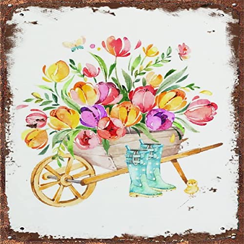 Metallposter Tulpe Garten Vintage Blechschild Frühling Wandkunst Frühling Dekor Aquarell Schubkarre Dekor Floral Vintage Blechschild She Shed Schild 30,5 x 30,5 cm Metallposter Tulpe Garten Vintage Blechschild Frühling Wandkunst Frühling Dekor Aquarell Schubkarre Dekor Floral Vintage Blechschild She Shed Schild 30,5 x 30,5 cm von Curteny