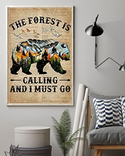 Metallposter Wörterbuch "The Forest is Calling Bear", Kunstdruck-Poster, Innendekoration, Geschenk, Vintage-Blechschilder, Zuhause, Bar, Laden, Dekorationen, Kaffeeschild, Geschenk, 14 x 20 cm von Curteny