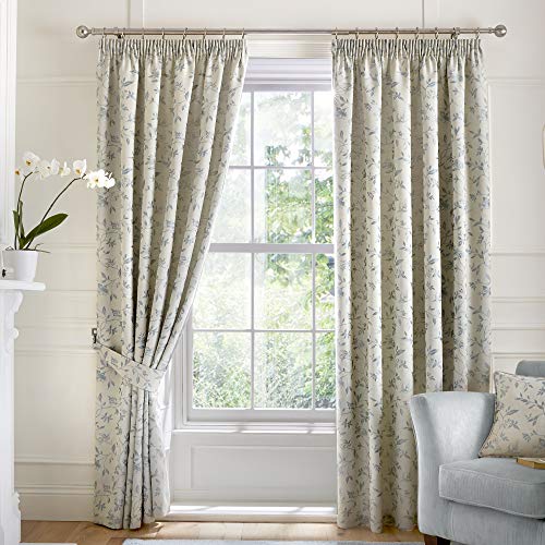 Curtina Bird Trail Paar Bleistift-Faltenvorhänge, Polyester, Duck Egg, 117 x 137cm von Curtina