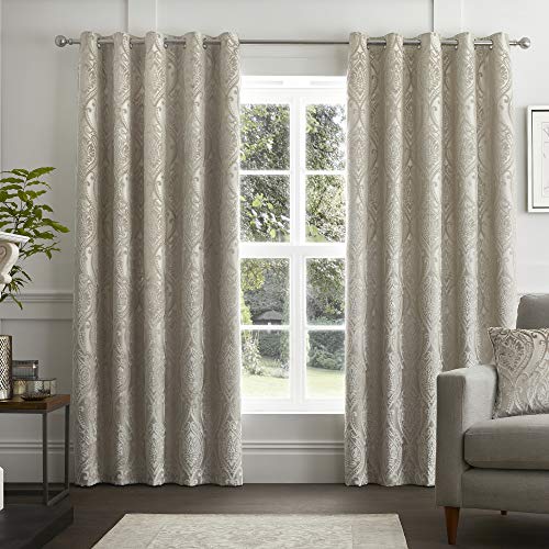 Curtina Chateau Jacquard Ösenvorhänge, Polyester, naturfarben, Breite 229 x 229 cm von Curtina