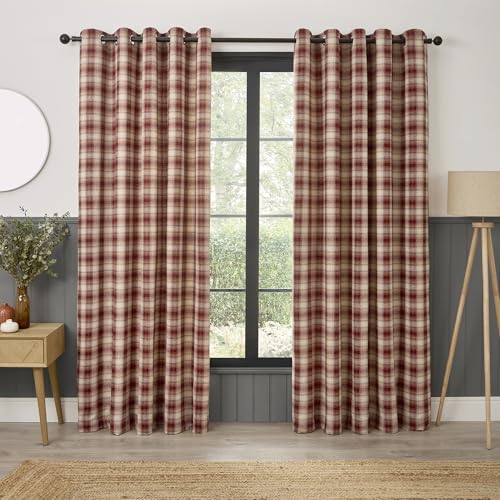 Curtina Everett Ösenvorhänge Wohnzimmer 168x183 cm Rot 100% Recyceltes Polyester Lichtfilterung Jacquard Gewebtes Karomuster Curtina Everett Ösenvorhänge Wohnzimmer 168x183 cm Rot 100% Recyceltes Polyester Lichtfilterung Jacquard Gewebtes Karomuster von Curtina