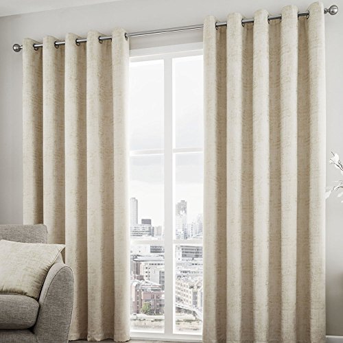 Curtina Kissenhülle „Elmwood“, Metallic Jacquard, Polyester, Natur, Curtains: 66" Width x 72" Drop (168 x 183cm) von Curtina