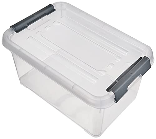 Curver Handy Plus Aufbewahrungsbox mit Deckel 6L in Transparent/Silber, 24 x 16 x 14 cm von Allibert