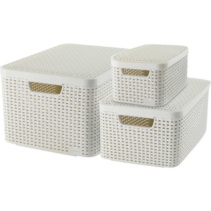 Aufbewahrungsboxen Curver Style 3-er Set Creme S + M + L von Curver