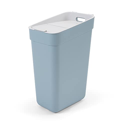 CURVER Ready to Collect 100% recycelter 30-Liter-Küchenzubehör-Recycling-Mülleimer mit Hebedeckel, rauchgrau mit hellgrauem Deckel von Curver