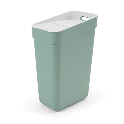 CURVER Ready to Collect 100% recyceltes 30-Liter-Küchenzubehör, Recycling-Mülleimer, Deckel mit Deckel, Grün/Hellgrau von Curver