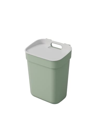 CURVER Ready To Collect 10L Sortierbehälter – Ideal unter der Spüle – Mit Wandhalterung für Wand oder Tür – Küche, Bad, Waschküche – 100% recycelt – Grün von Curver