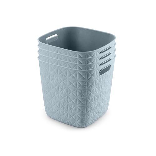CURVER Softex Aufbewahrungskörbe, 15 l, 100% recyceltes Material, leicht, für Badezimmer, Wohnzimmer, Küche, Blaugrün, 4 Stück von Curver