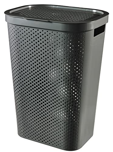 Curver Wäschebehälter Wäschekorb Wäschesammler Infinity 59L Dunkelgrau Korb von Curver
