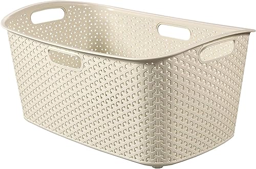 Curver 223393 My Style Korb, rechteckig, 50 L, Rattan, Kunststoff, elfenbeinfarben, 60 x 39 x 27,8 cm von Curver