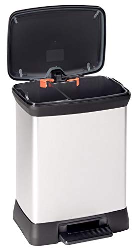 Curver Deco Bin Abfalleimer, Kunststoff, schwarz/Silber metallic, 30 L von Curver