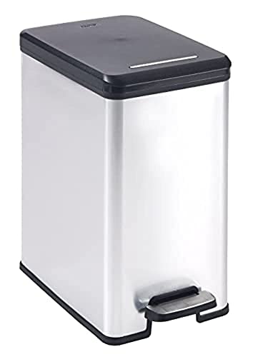 CURVER DECO Bin SLIM 25L Abfalleimer, Plastik, schwarz/silber metallic, 39 x 25 x 45 cm von Curver