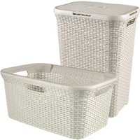 2-er Set STYLE Wäschebox 60L + Wäschekorb 45L creme von Curver