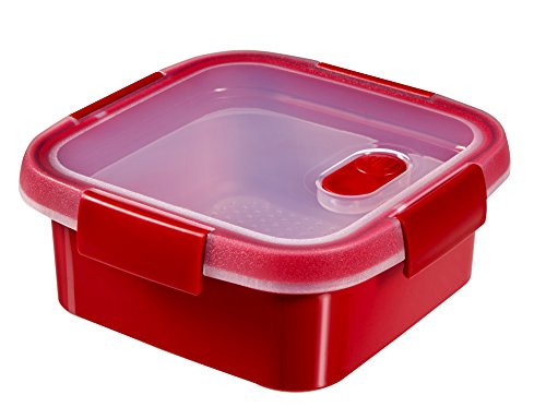 Curver 232582 Smart Mikrowelle quadratisch Dampf Kunststoff rot 17 x 17 x 7 cm 0,9 l von Curver