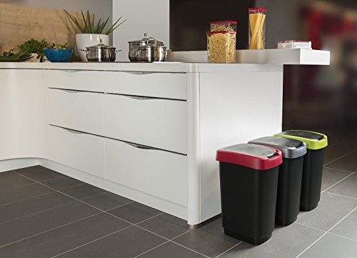Curver Abfallbehälter Mülleimer Flip Bin, 10 L silbern/orange von Curver