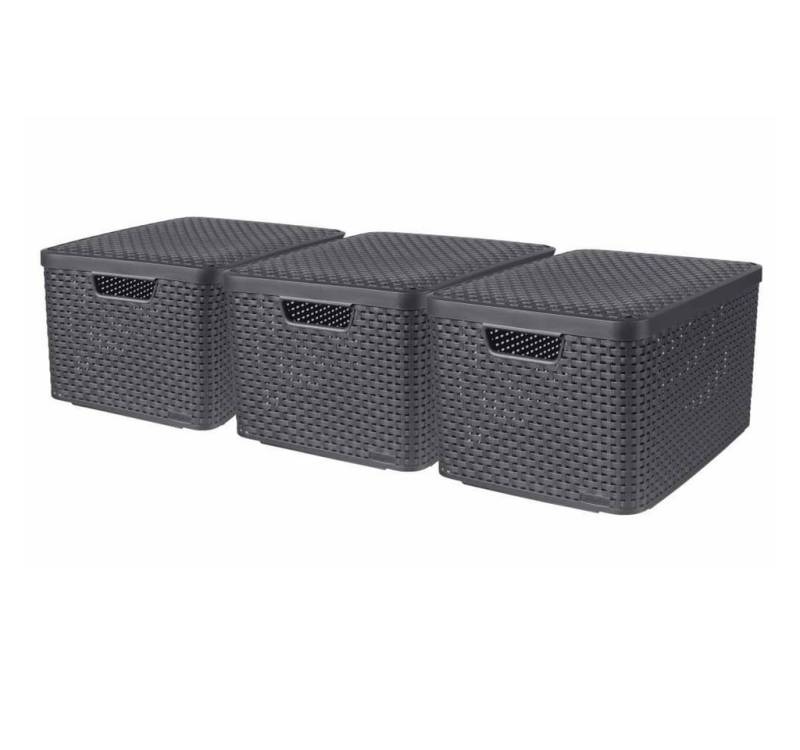 Curver Aufbewahrungsbox Aufbewahrungsboxen mit Deckel Style 3 Stk. L Anthrazit (3 St) von Curver