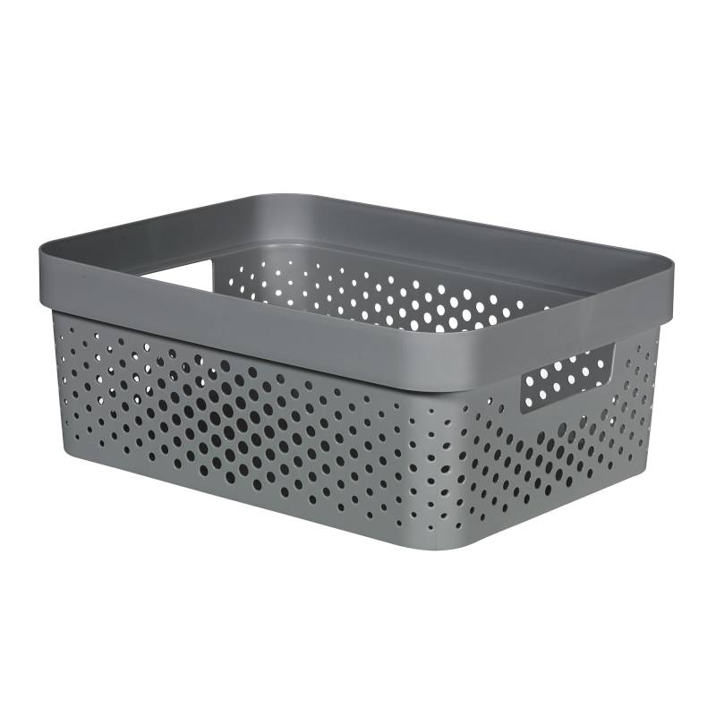 Curver Aufbewahrungskorb 'Infinity Recycling' dunkelgrau 27 x 36 x 14 cm, mit Lochmuster von Curver