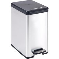 Curver DECO SLIM BIN Abfalleimer 25L mit Fußpedal silber metallic von Curver